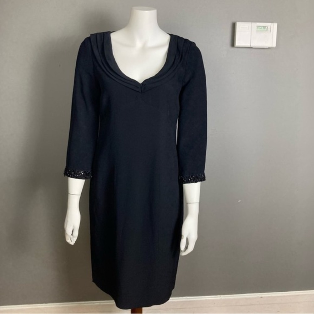 NWT La Perla Classic Black cocktail Dress tailored beaded 44 IT / 8 US Medium